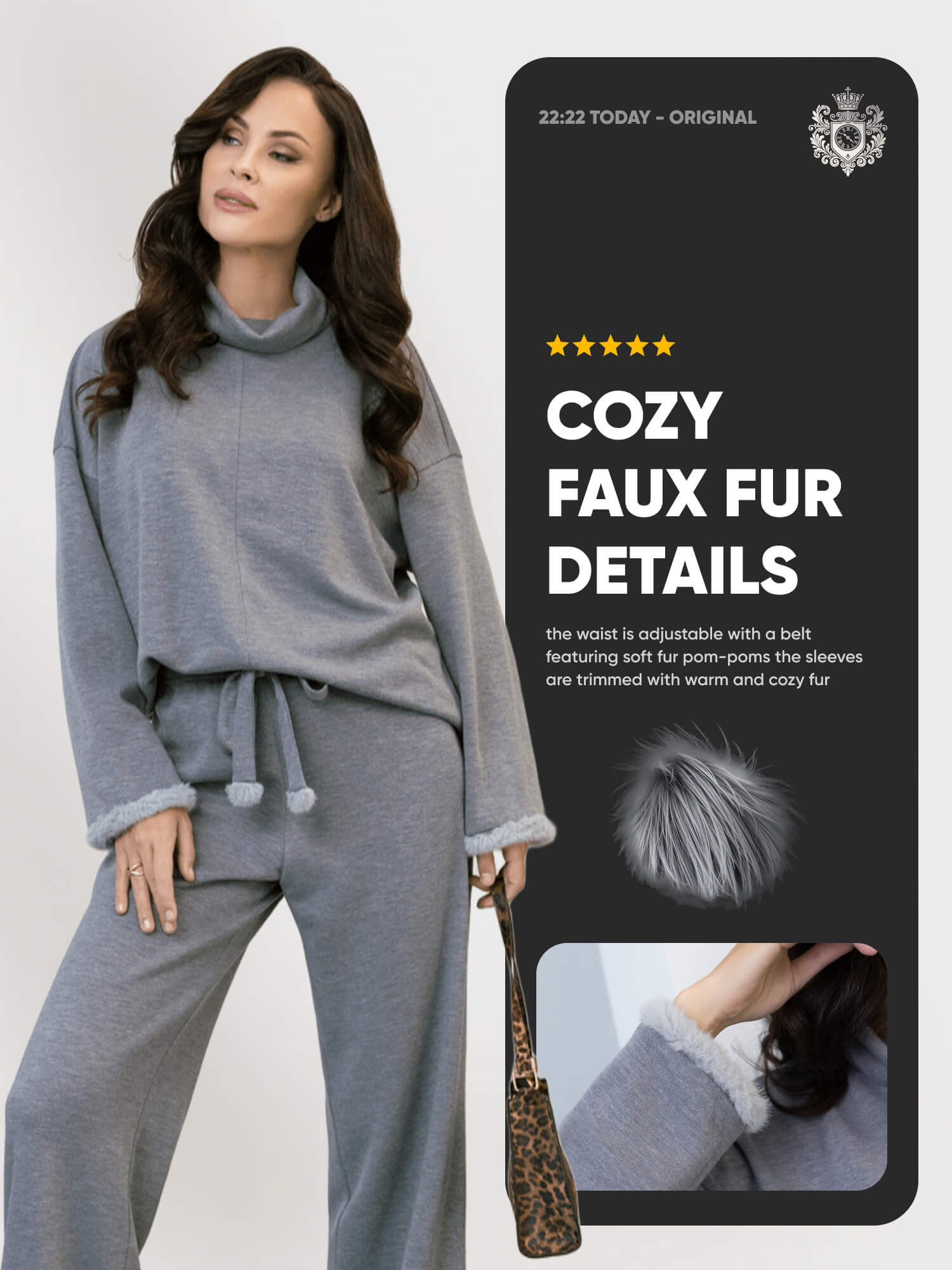 Warm Gray Loungewear with Fur