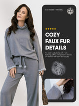 Warm Gray Loungewear with Fur