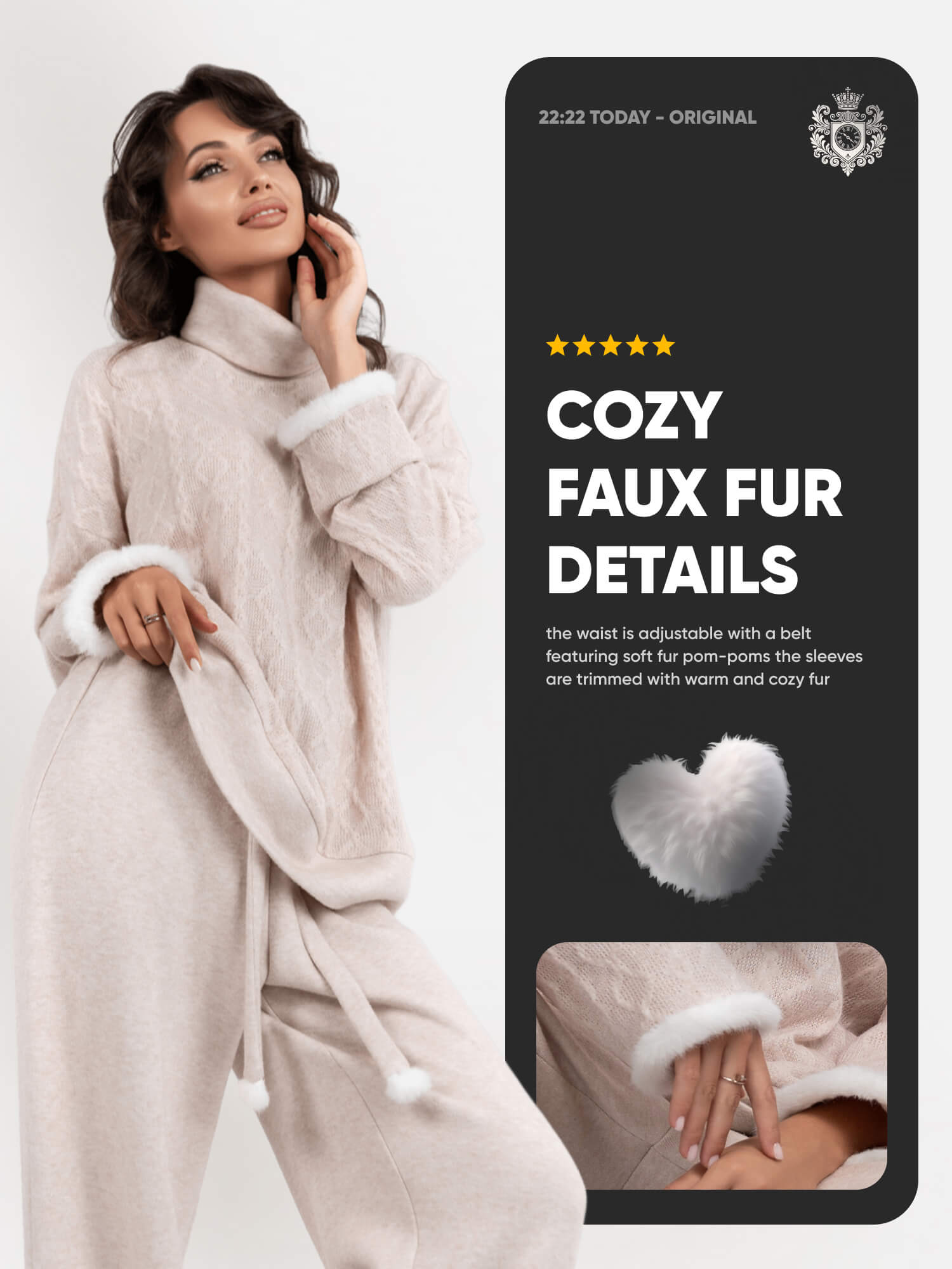 Warm Pink Loungewear with Fur