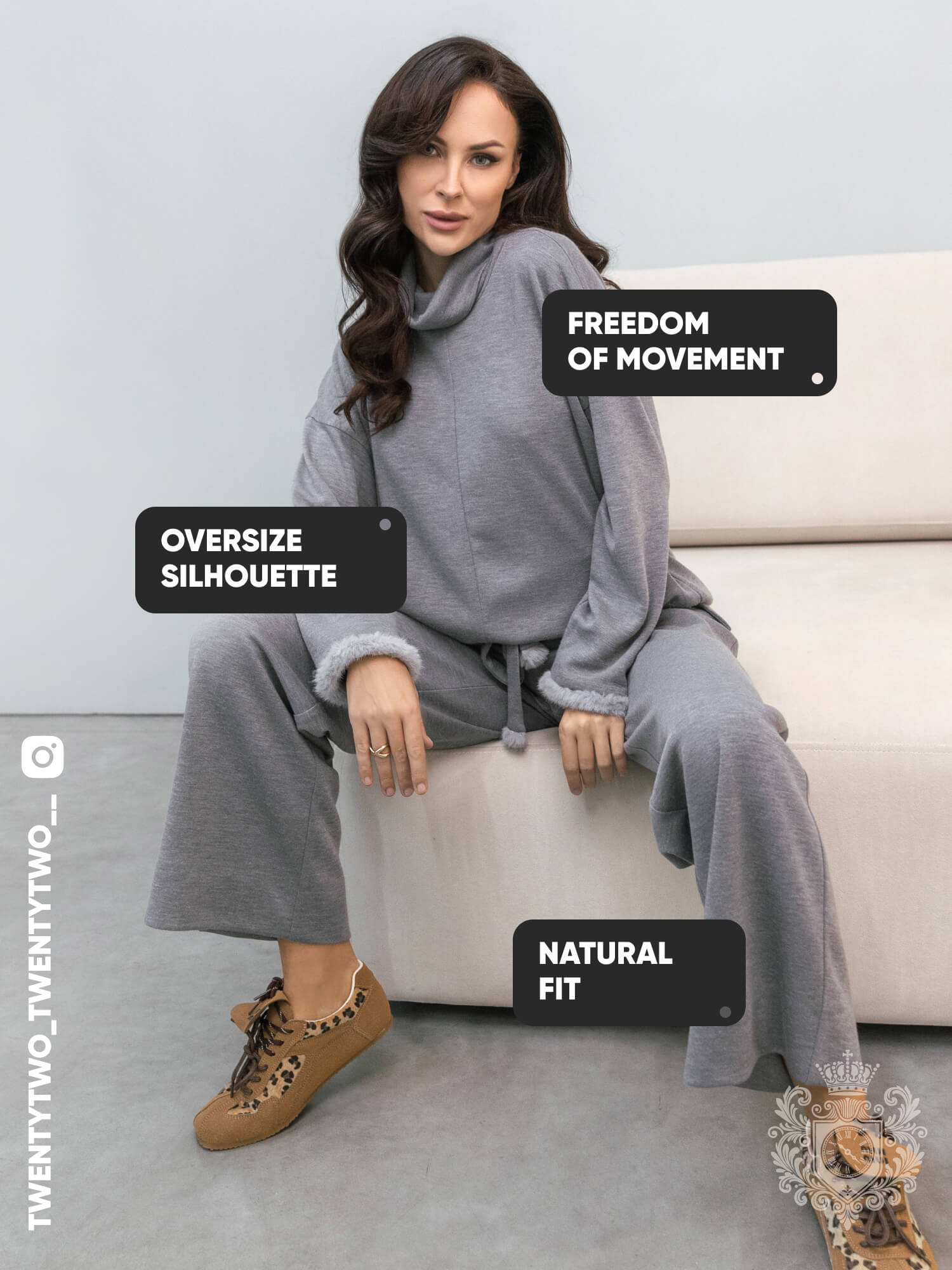 Warm Gray Loungewear with Fur