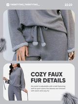 Warm Gray Loungewear with Fur