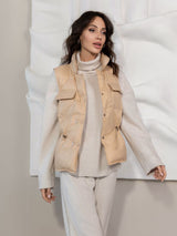 Beige Casual Puffer Vest