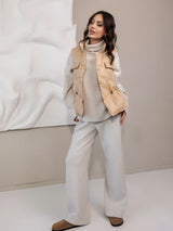 Beige Casual Puffer Vest