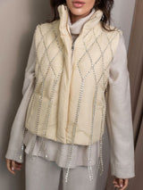 White - Silver Casual Puffer Vest