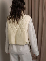 White - Silver Casual Puffer Vest