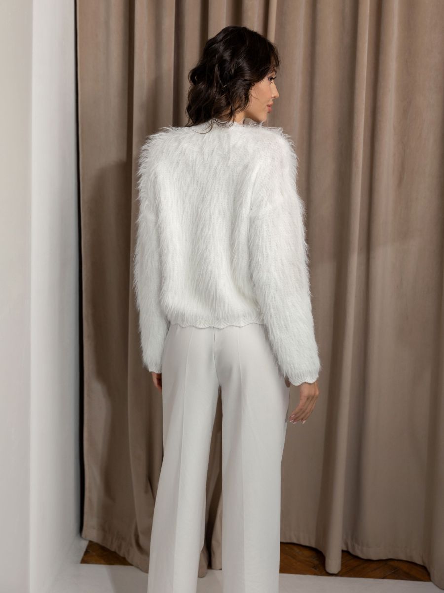 White Fluffy Elegant Pullover