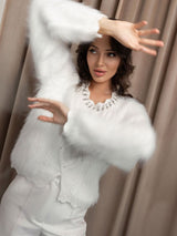 White Fluffy Elegant Pullover