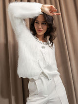 White Fluffy Elegant Pullover