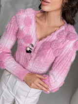 Knitted Pink Oversized Cardigan