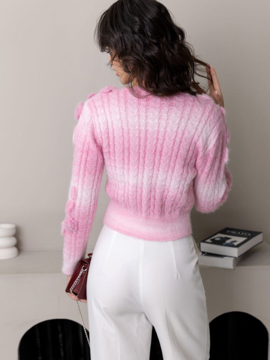 Knitted Pink Oversized Cardigan