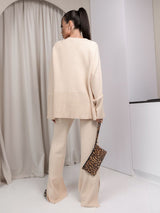 Beige Casual Loungewear Set