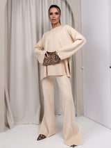 Beige Casual Loungewear Set