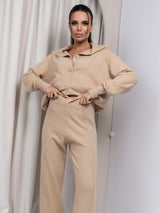 Elegant Casual Beige Loungewear