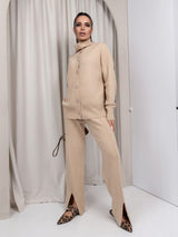 Elegant Casual Beige Loungewear