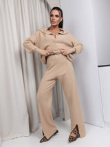 Elegant Casual Beige Loungewear