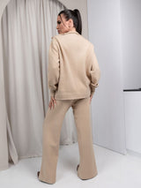 Elegant Casual Beige Loungewear