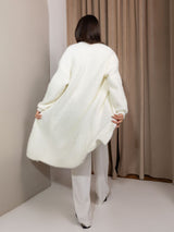 Knitted White Oversized Cardigan