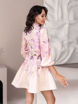 Pink Floral Elegant Cocktail Dress